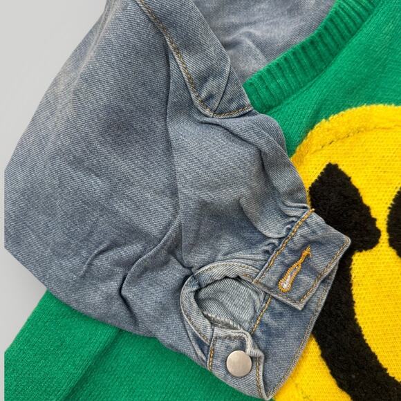 MCC Home MC Studios Smiley Face Green Knit Sweater M-L - Picture 5 of 12